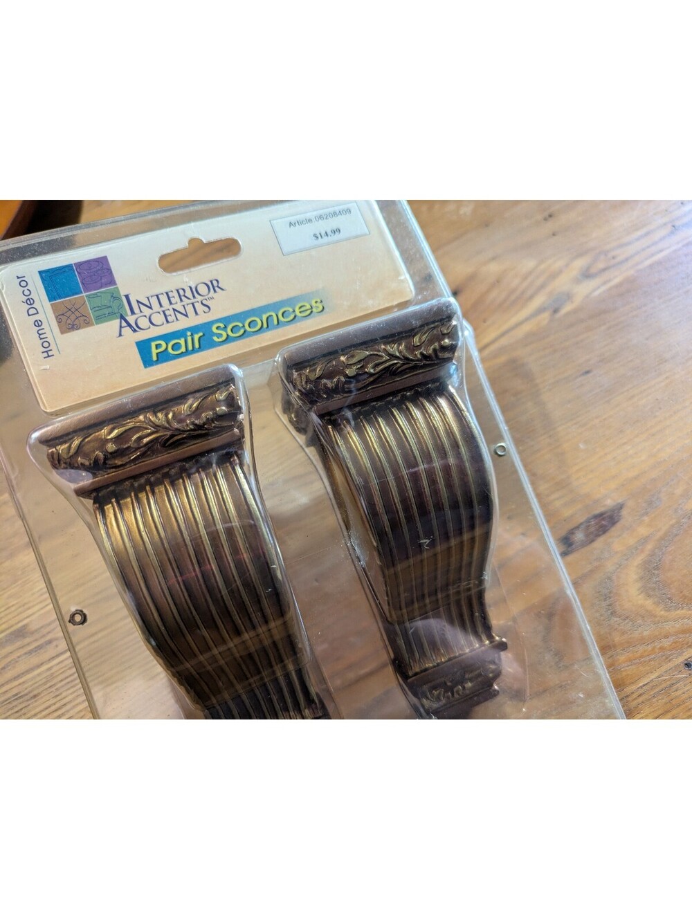 Vintage Interior Accents Pair Drapery Sconces, hardware included, new in box.